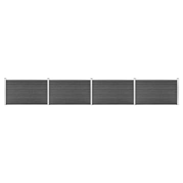 vidaXL Schuttingpanelenset 699x105 cm HKC zwart, Verzenden