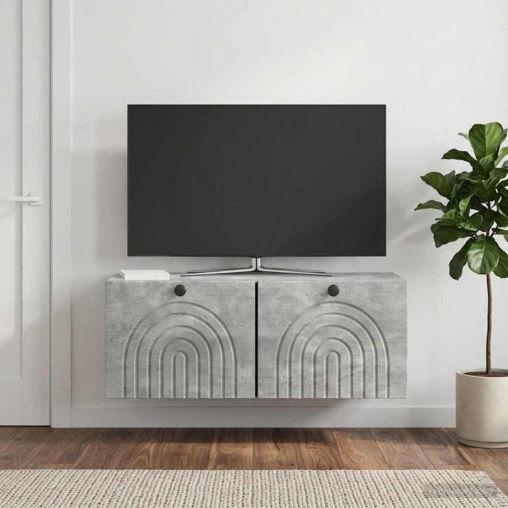vidaXL Wandmontage TV-kast Betongrijs 78,5 x 31 x 30 cm, Maison & Meubles, Armoires | Mobilier de télévision, Envoi