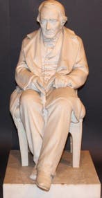sculptuur, Uomo Seduto - 58 cm - Marmer