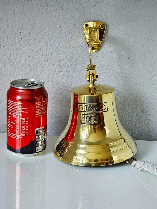 Scheepsbel - Messing, Touw - model Titanic 1912, Antiek en Kunst, Kunst | Designobjecten