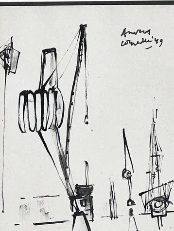 Corneille (1922-2010) - Deux encres Cobra de 1949 : Le port