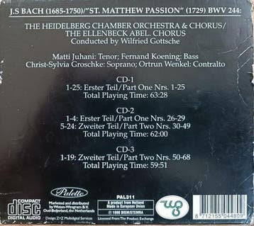 Johann Sebastian Bach, Heidelberg Chamber Orchestra &amp; Ch, Verzenden