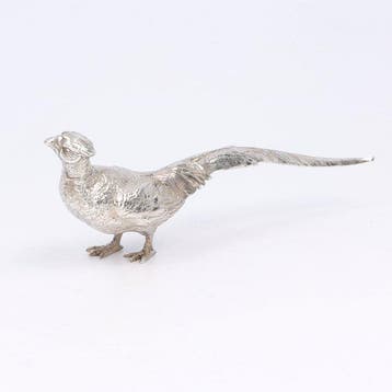 Beeldje, Fazant. - 5.5 cm - .800 zilver
