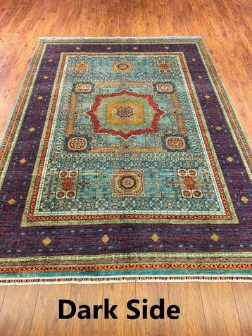 Premium turquoise en marineblauw 100% handgeknoopt Afghaans, Nieuw