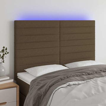 vidaXL Hoofdbord LED 144x5x118/128 cm stof donkerbruin, Verzenden
