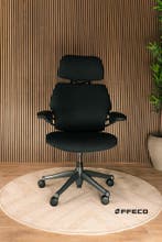 Zwarte Humanscale Freedom Stoelen Met Hoofdsteun, Verzenden, Zwart, Zo goed als nieuw, Bureaustoel