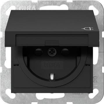 Prise Schuko Gira Système 55 Avec Capot De Sécurité Noir Mat, Verzenden