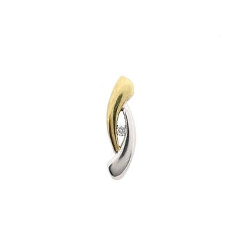 Bicolor gouden hanger met diamant; 0,03 ct., Handtassen en Accessoires, Bedels, Ophalen of Verzenden, Gebruikt, Goud, Overige merken