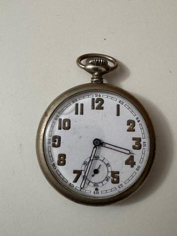 Vintage Open-Face Pocket Watch with Sub-Seconds & 24-Hour, Nieuw
