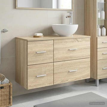vidaXL Badkamermeubel Set 2 pcs Sonoma Eiken Bewerkt hout, Verzenden, Nieuw