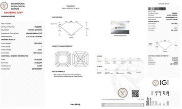 1 pcs Diamant (Natuurlijk) - 1.50 ct - Carré - I - VVS1 -, Nieuw