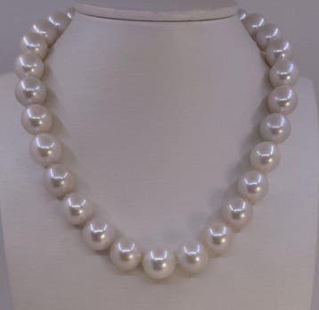Halsketting - 14 karaat Witgoud - 13x15mm Edison Pearls, Nieuw