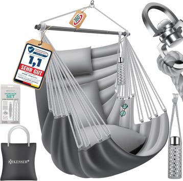 Hangstoel - Binnen & Buiten - Hangschommel - Tot 150kg - Gri, Verzenden, Nieuw