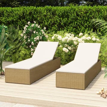 vidaXL Ligbed poly rattan bruin en crèmewit, Verzenden, Nieuw