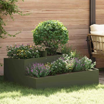 vidaXL Plantenbak Olijfgroen 100 x 100 x 50 cm Koudgewalst, Verzenden