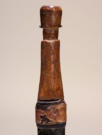 Oude mes met leren schede – Dogon – Mali – Hout, ijzer en
