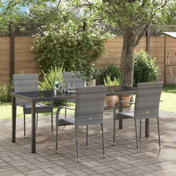 vidaXL Tuin Eettafel Set 5 st Grijs Gepoedercoat staal, Verzenden, Nieuw