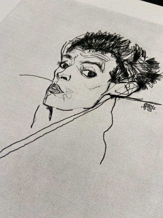 Egon Schiele (1890-1918), after - Self portrait, Antiquités & Art, Antiquités | Autres Antiquités