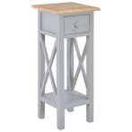 vidaXL Bijzettafel 27x27x65,5 cm hout grijs, Maison & Meubles, Verzenden