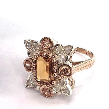 Zonder minimumprijs - Ring - 9 kt. Roségoud, Zilver Spinel -, Nieuw