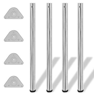 vidaXL Tafelpoten in hoogte verstelbaar chroom 870 mm 4 st, Huis en Inrichting, Verzenden, Nieuw