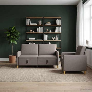 vidaXL Sofa Set Met Opslag 2 pcs Taupe Polyester, Verzenden, Nieuw