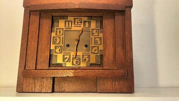 Amsterdamse School klok - Art Deco eiken- messing -