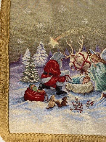San Leucio zeldzaam wandtapijt met de Kerstman en het kindje