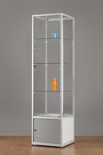 *TIP*  Luxe vitrinekast aluminium 50 cm met onderkast en de, Ophalen of Verzenden