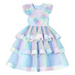 Prinsessenjurk - Luxe Unicorn jurk - Blauwe regenboog - Klee, Verzenden, Nieuw