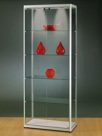 *TIP*  Luxe vitrinekast aluminium 80 cm met twee draaideure, Ophalen of Verzenden