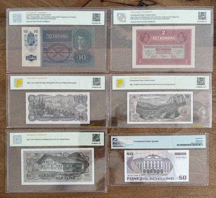 Oostenrijk. - 6 Banknotes - Various Dates (Zonder, Postzegels en Munten, Bankbiljetten | Europa | Niet-Eurobiljetten