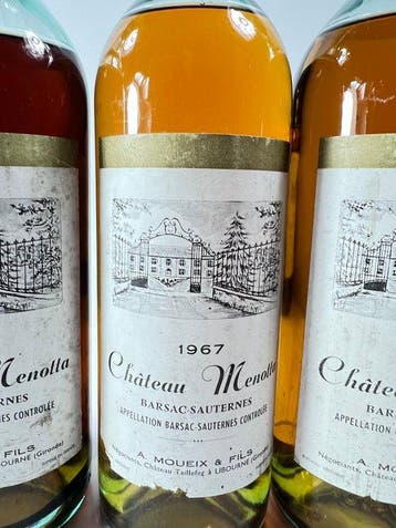 1967 Château Menotta - Sauternes, Barsac - 3 Bouteilles, Verzamelen, Nieuw