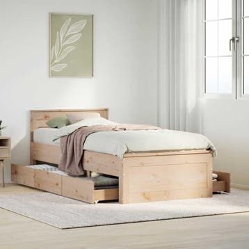 vidaXL Bedframe met hoofdbord zonder matras grenenhout, Verzenden