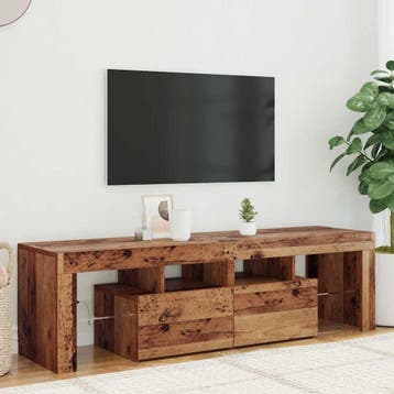 vidaXL Tv-meubel met LED 140x36,5x40 cm bewerkt hout oud, Verzenden