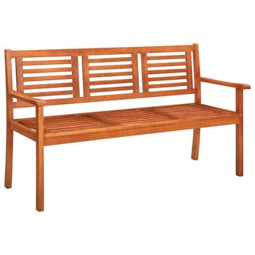 vidaXL Driezits tuinbank 150 cm massief eucalyptushout, Verzenden, Nieuw