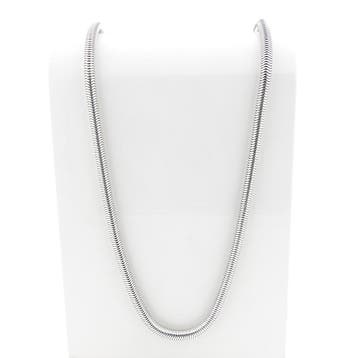 Lange zilveren slangenschakel ketting, Handtassen en Accessoires, Kettingen, Ophalen of Verzenden, Gebruikt, Zilver, Zilver
