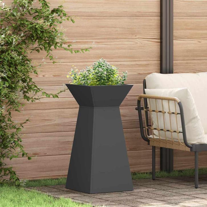 vidaXL Pilarenbak Zwart 35 x 35 x 73 cm, Tuin en Terras, Bloempotten, Nieuw, Verzenden