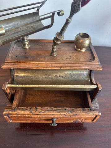 Inktpot - Hout, Messing, Antiek en Kunst