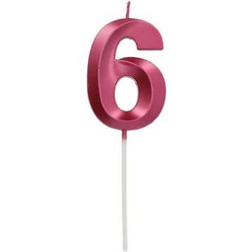 Roze Kaars 6 Jaar 5cm, Verzenden, Nieuw