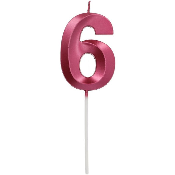 Roze Kaars 6 Jaar 5cm, Hobby en Vrije tijd, Feestartikelen, Nieuw, Verzenden