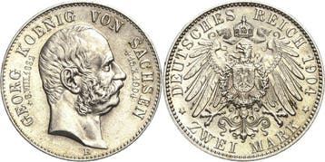 2 Mark Sachsen Georg 1902-1904, Postzegels en Munten, Verzenden, België