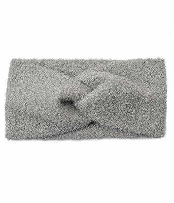 Haarband Twist 12cm – Effen Kleur – Teddy Stof – Grijs