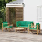 vidaXL 5-delige Loungeset met kussens bamboe groen, Verzenden, Loungeset