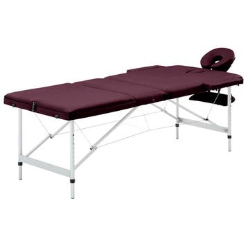 vidaXL Massagetafel inklapbaar 3 zones aluminum wijnpaars, Verzenden