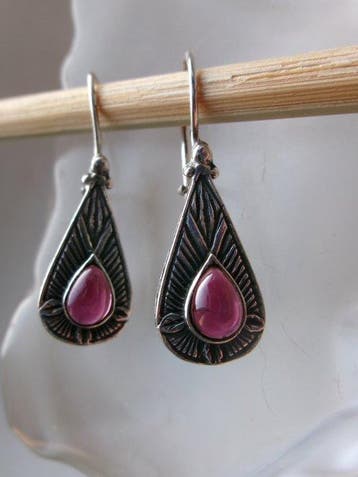 Argent, tourmaline - Boucles doreilles - Style Art déco