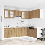 vidaXL 11-delige Keukenkastenset Lyon bewerkt hout, Verzenden, Nieuw