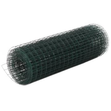 vidaXL Kippengaas 10x0,5 m staal met PVC coating groen, Verzenden, Nieuw