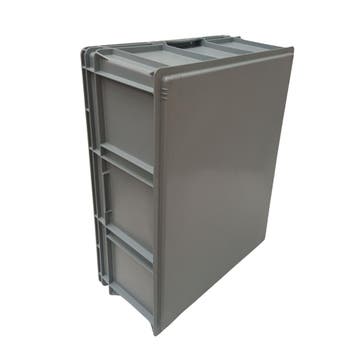 Stapelbak met oplegdeksel 800x600x320 mm euronorm grijs, Ophalen of Verzenden, Nieuw