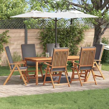 vidaXL Tuinstoel 6 st Bruin en Grijs Massief Teakhout, Verzenden, Nieuw